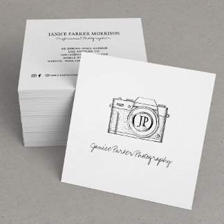 Professional photography photographer camera square business card