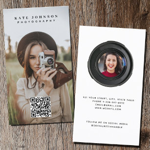 Professional Photography QR Code Social Media  Business Card