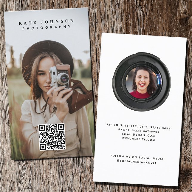 Professional Photography QR Code Social Media  Business Card (Creator Uploaded)