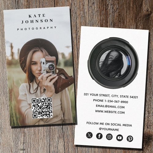 Professional Photography QR Code Social Media Icon Business Card