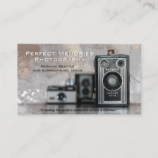 Professional Photography Vintage Camera Photo Business Card (Front)