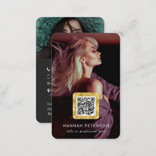 Professional photos QR code Modern stylish gold Business Card