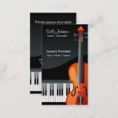 Professional Piano and Violin Music Instructor Business Card (Front/Back)