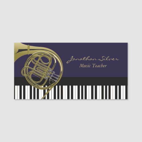Professional Piano French Horn Music Teacher Name Tag