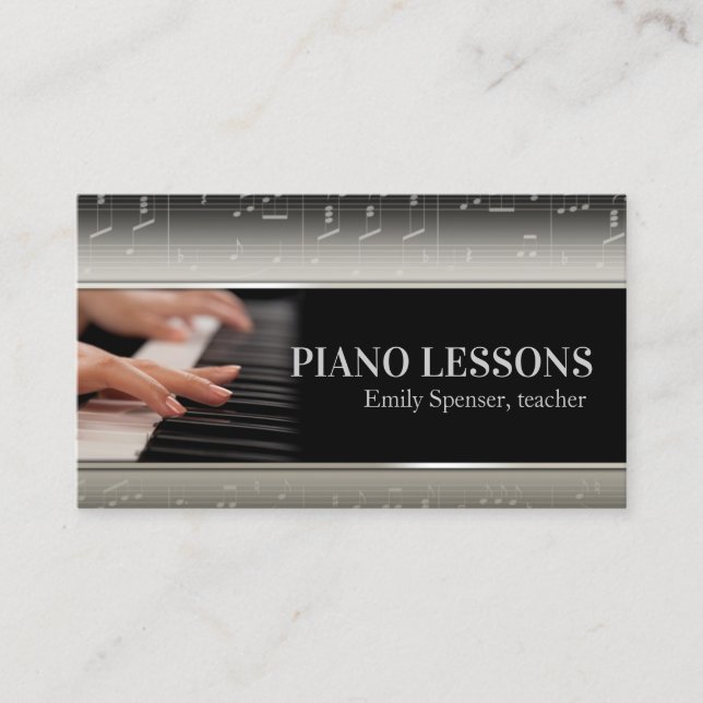 Professional Piano Music Teacher Card (Front)