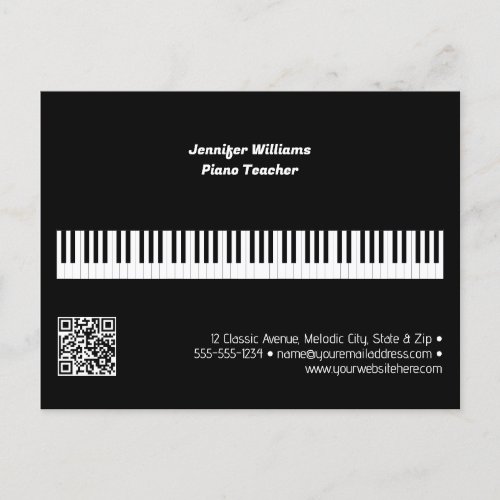 Professional Piano Teacher Music Business QR Code Postcard