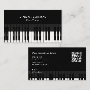 Professional Piano Teacher QR Code & Social Media Business Card