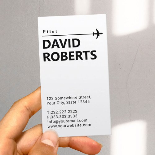 Professional Pilot Aviator Plain Minimalist Business Card