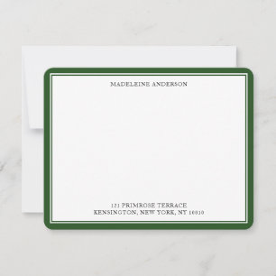 Professional Pine Green Double Border Flat     Note Card