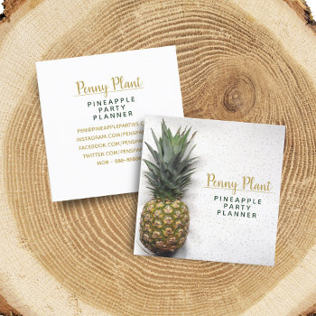 Professional Pineapple Party Planner Square Business Card by watermelontree at Zazzle