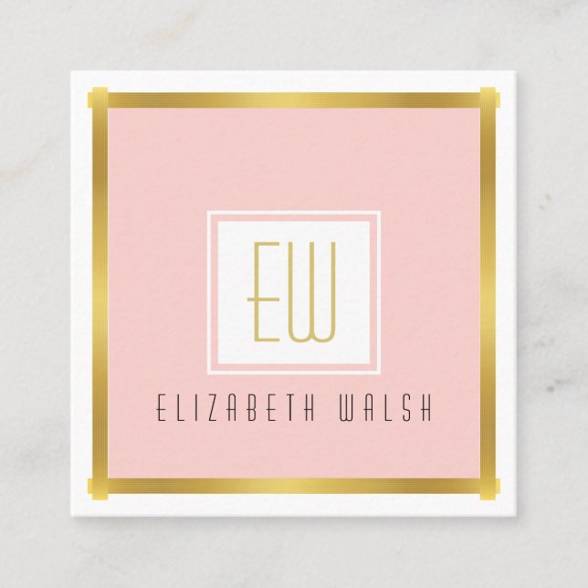 Professional Pink Blush and Gold Card Design (Front)