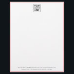 Professional Pink Border Business Logo Letterhead<br><div class="desc">A classy business logo design with your business details and a pink border. Perfect for small and large corporate businesses. Professional and clean design.</div>
