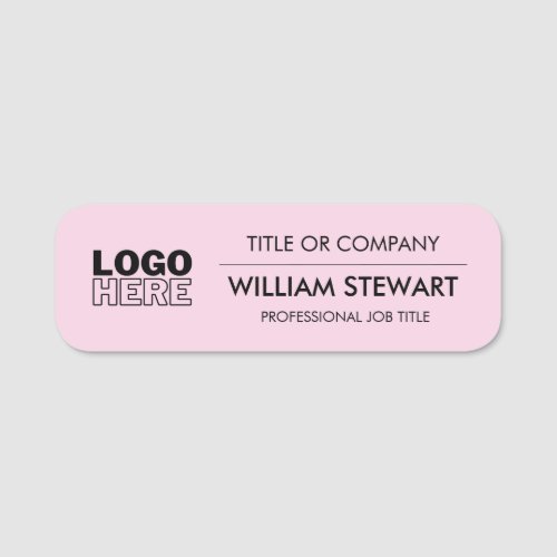 Professional Pink Business logo Employee Staff Name Tag