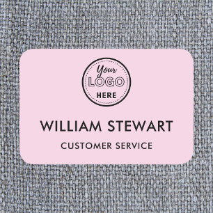 Professional Pink Custom Logo Employee Staff Name Tag