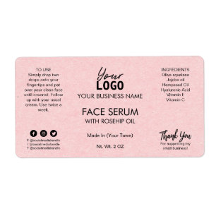 Professional Pink Dropper Bottle Face Oil Serum Label