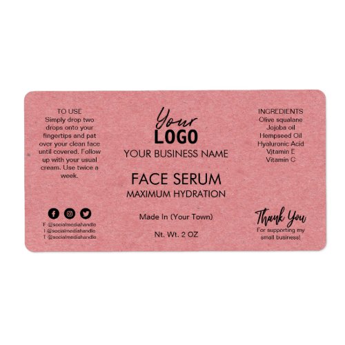 Professional Pink Face And Hair Oil Serum Label