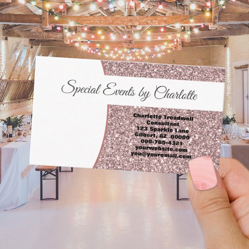 Professional Pink Faux Glitter FRONT Blank Back  Business Card