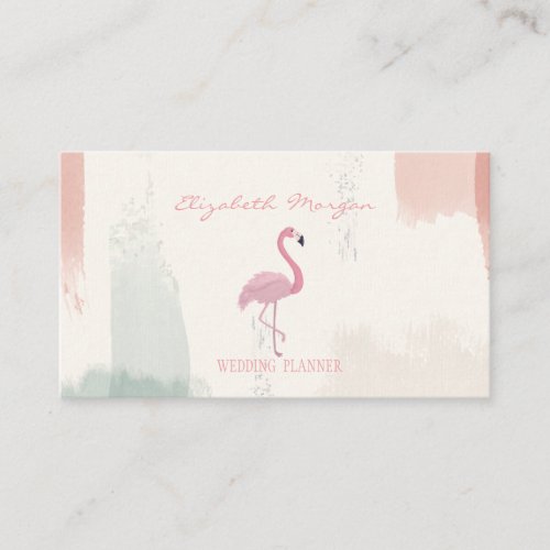 Professional Pink FlamingoWatercolor Brush Stroke Business Card