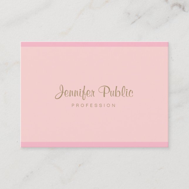 Professional Pink Gold Hand Script Modern Elegant Business Card (Front)