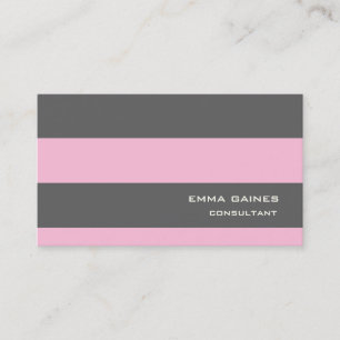 Professional Pink Grey Stripes Trendy Style Business Card