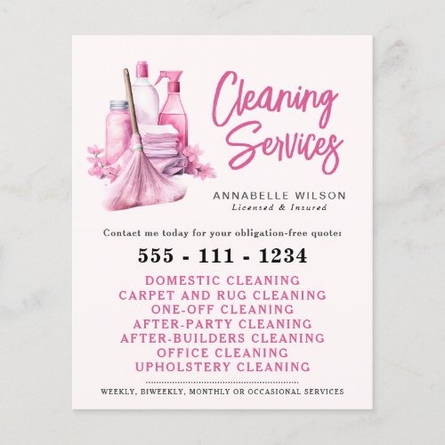 Professional Pink Maid  House Cleaning Business  Flyer