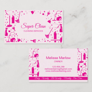 Professional Pink Maid House Cleaning Services Business Card