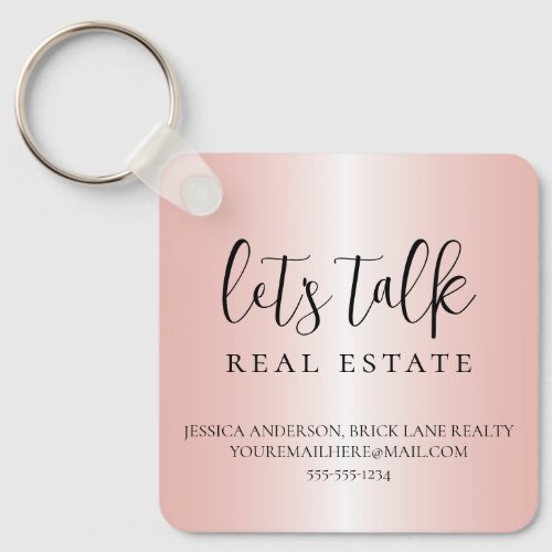 Professional Pink Metallic Foil Real Estate   Keychain