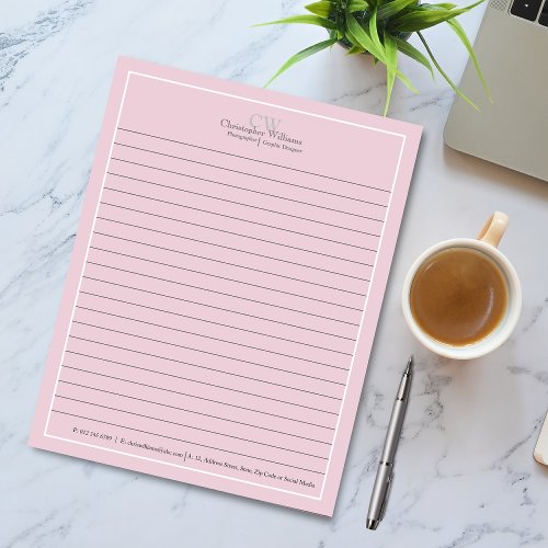 Professional Pink Minimalist Notepad