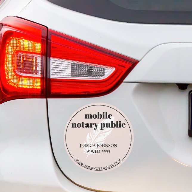 Professional Pink Modern Feather Notary Marketing Car Magnet (Creator Uploaded)