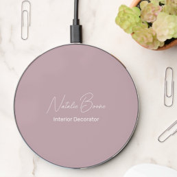 Professional Pink Monogram Interior Decorator Wireless Charger