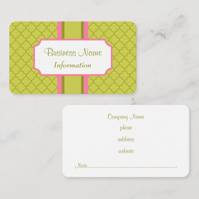 Professional Pink Olive Business Card (Front/Back)
