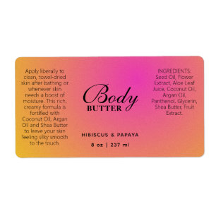 Professional Pink Orange Body Butter Labels
