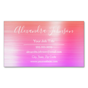 Professional Pink Orange Foil Modern Business Card Magnet