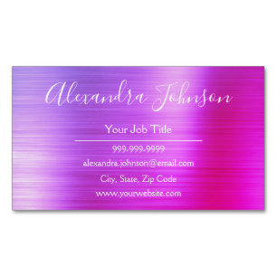 Professional Pink Purple Foil Modern Business Card Magnet