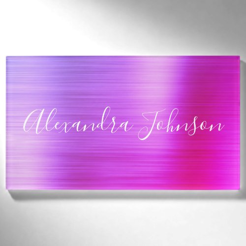 Professional Pink - Purple Foil Modern Name Tag