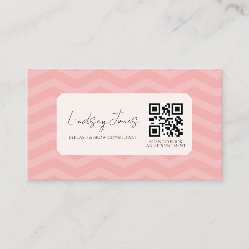 Professional pink QR code scan to book Business Card