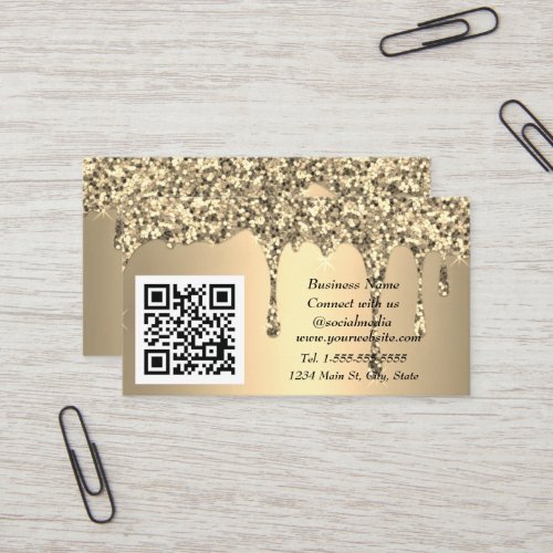 Professional Pink Social media Glitter gold  Business Card