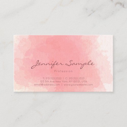 Professional Pink Watercolor Art Plain Matte Business Card