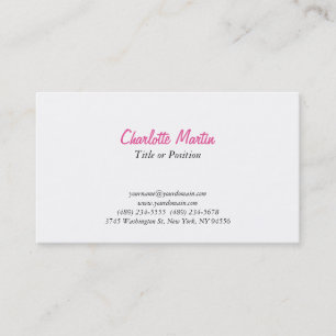 Professional Pink White Manager Consultant Chief Business Card