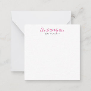 Professional Pink White Manager Consultant Chief Note Card