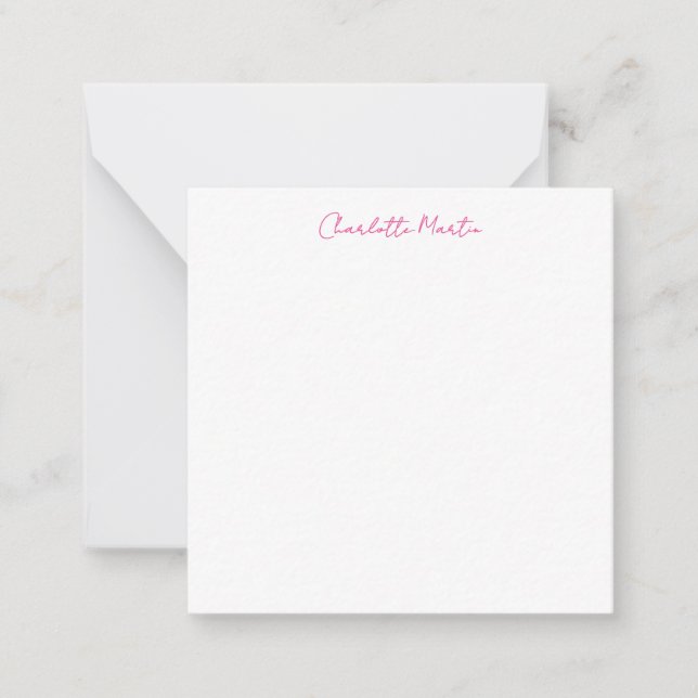 Professional Pink White Manager Consultant Chief Note Card (Front)
