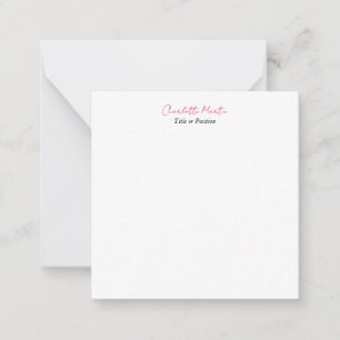Professional Pink White Manager Consultant Chief Note Card