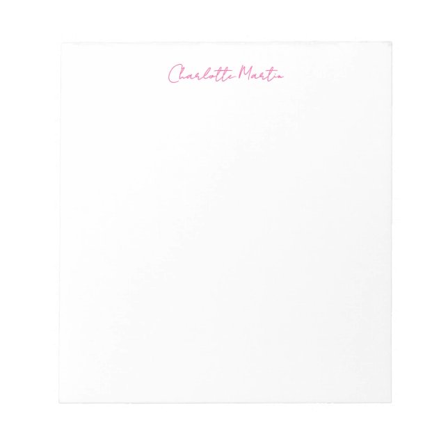 Professional Pink White Manager Consultant Chief Notepad (Front)