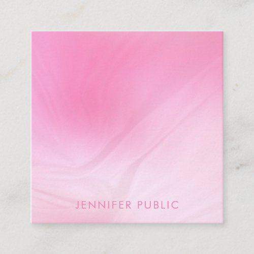 Professional Pink White Template Elegant Popular Square Business Card