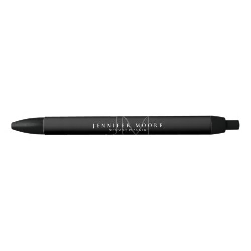 Professional Plain Black and White Monogram Black Ink Pen