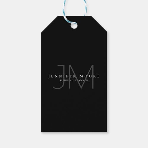 Professional Plain Black and White Monogram Gift Tags