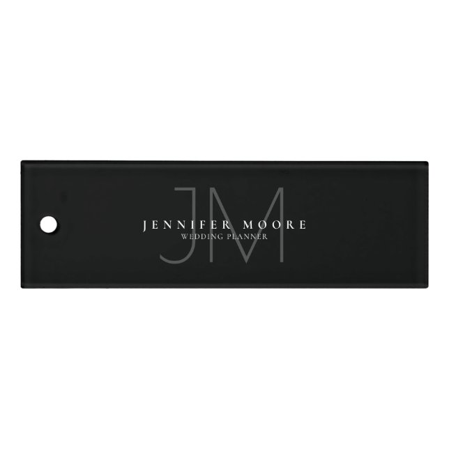 Professional Plain Black and White Monogram Ruler (Front)