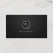 Professional Plain Black - Camera Photographer Business Card (Back)