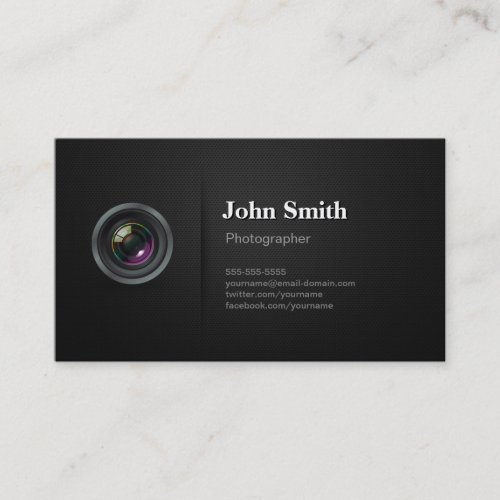Professional Plain Black _ Camera Photographer Business Card