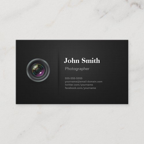 Professional Plain Black - Camera Photographer Business Card